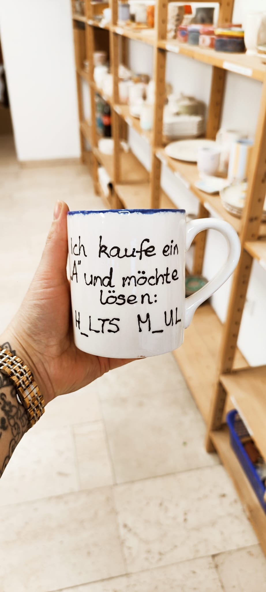 Selbst bemalte Tasse aus dem Malatelier Auszeit in Gronau